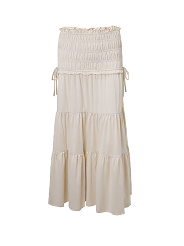 Ivory White Two Piece Set Off Shoulder Ruffle Falbala Boho Photoshoot Maxi Dress