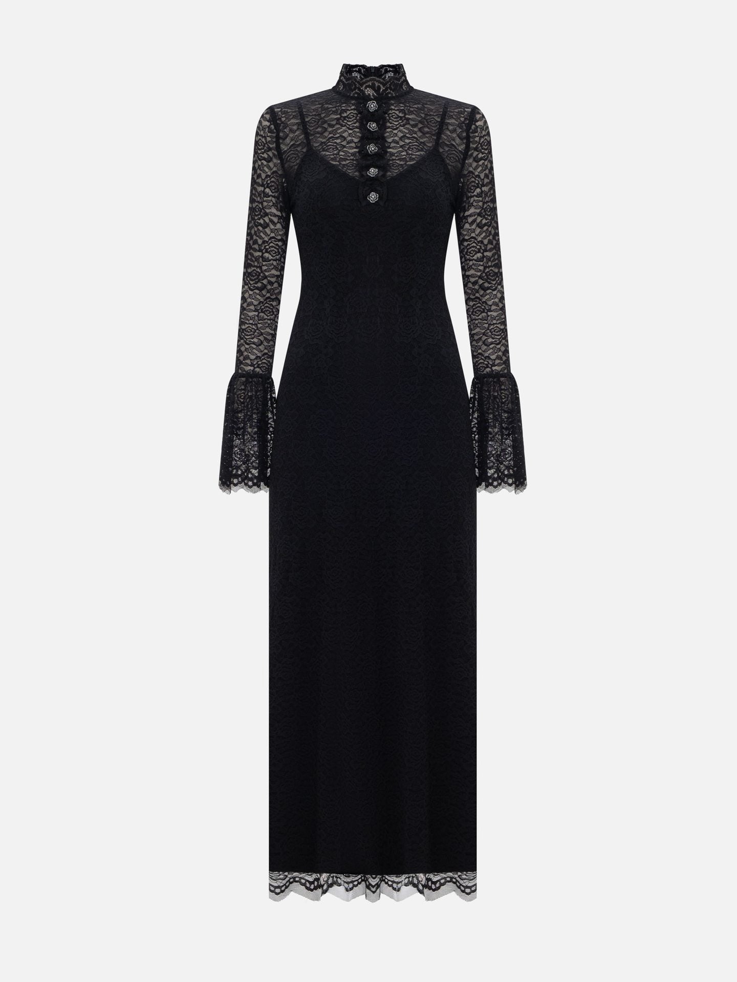 Lace High Waist Turtleneck Photoshooting Pregnancy Maxi Dress