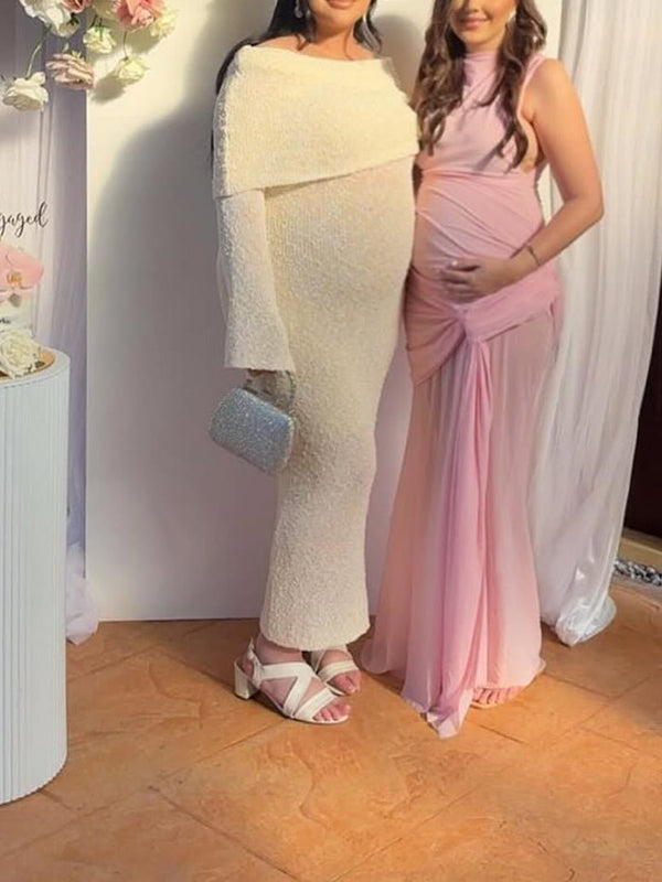 Ceremony Molding Tulle Draped Fluid Pregnancy Elegant Pregnant Woman Maxi Dress