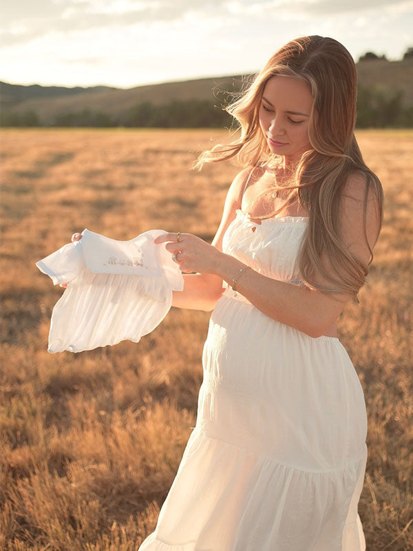 White Cut Out Backless Halter Neck Cami Big Swing Boho Maternity Photoshoot Maxi Dress