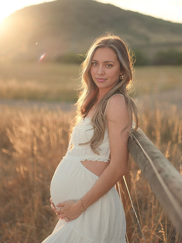 White Cut Out Backless Halter Neck Cami Big Swing Boho Maternity Photoshoot Maxi Dress