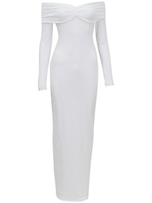 White Ruched Off Shoulder Bowknot Bodycon Cocktail Babyshower Gowns Photoshoot Maternity Maxi Dress