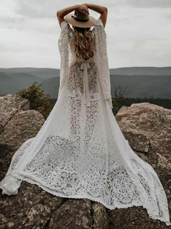 Lace Fringe Irregular Bohemian Elegant Floor Length Maternity Photoshoot Maxi Dress