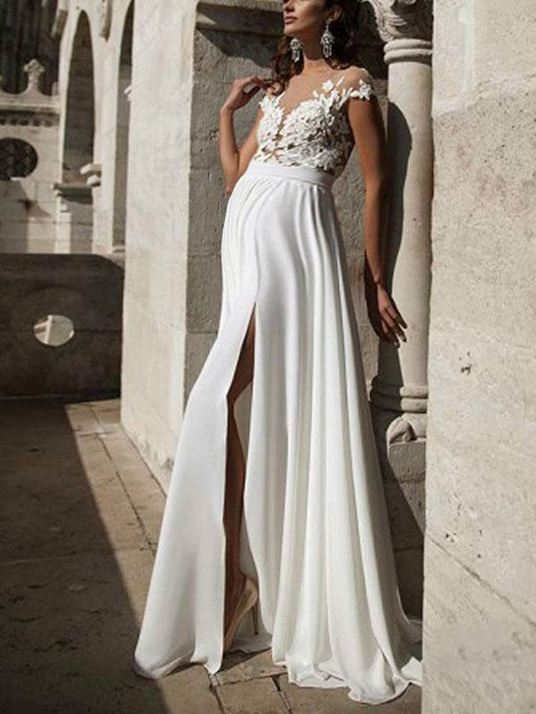 Pregnancy Long Dress Side Slit Lace Evening Dress