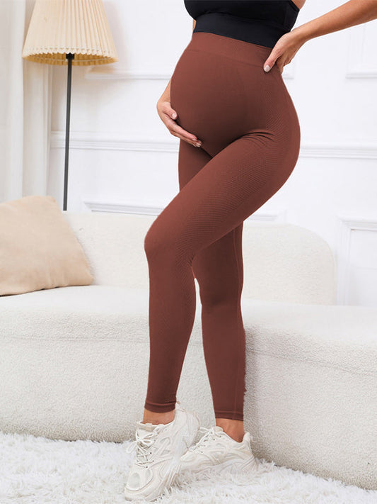Solid Color High Waist Support Belts Daily Casual Sport Fashion Maternity Leggings