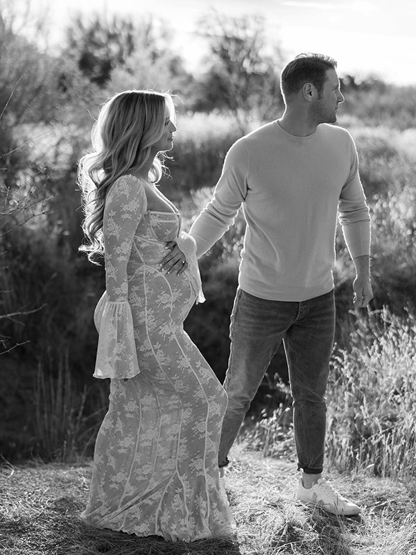 White Lace Corset Off Shoulder Bodycon Elegant Maternity Photoshoot Maxi Dress