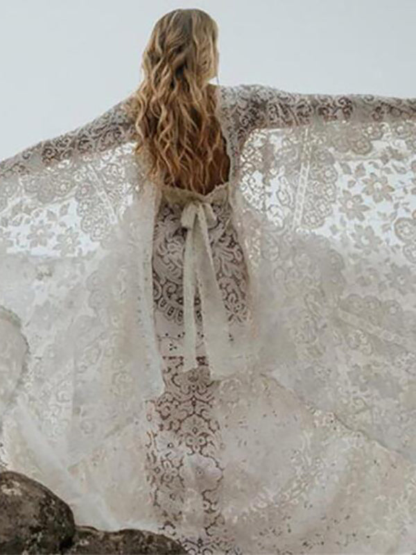 Lace Fringe Irregular Bohemian Elegant Floor Length Maternity Photoshoot Maxi Dress