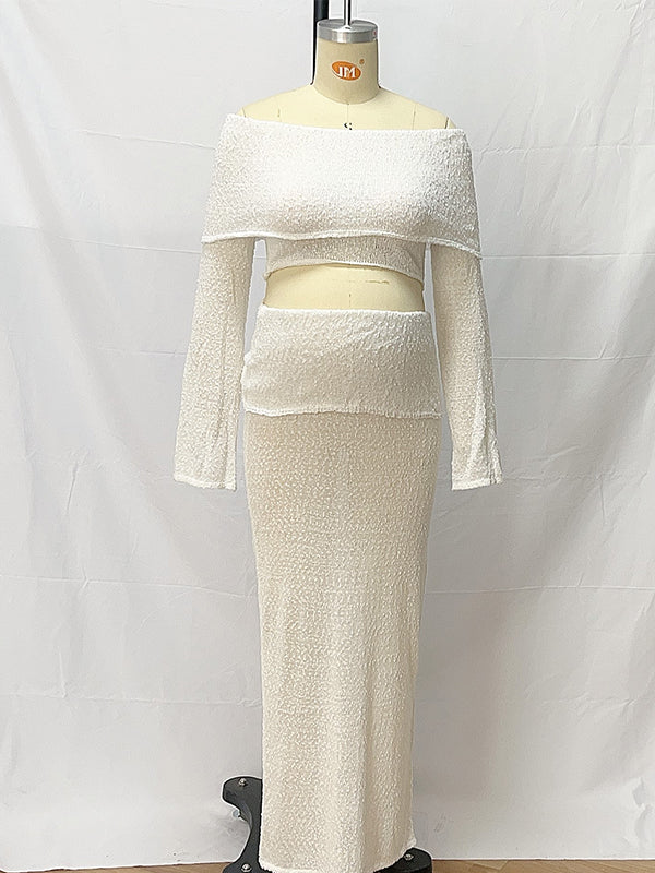 Off Shoulder Kint Two Piece Set Elegant Beach Maternity Photoshoot Maxi Dress