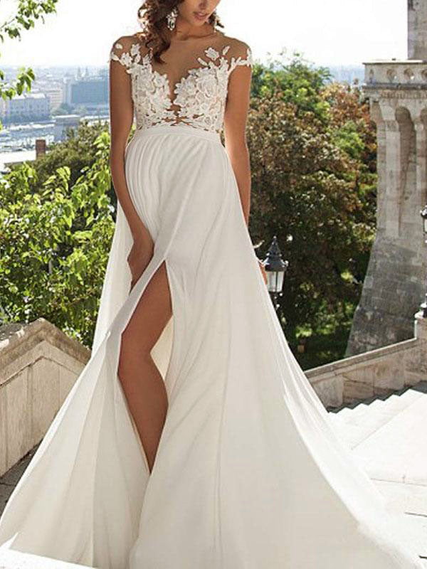 Pregnancy Long Dress Side Slit Lace Evening Dress