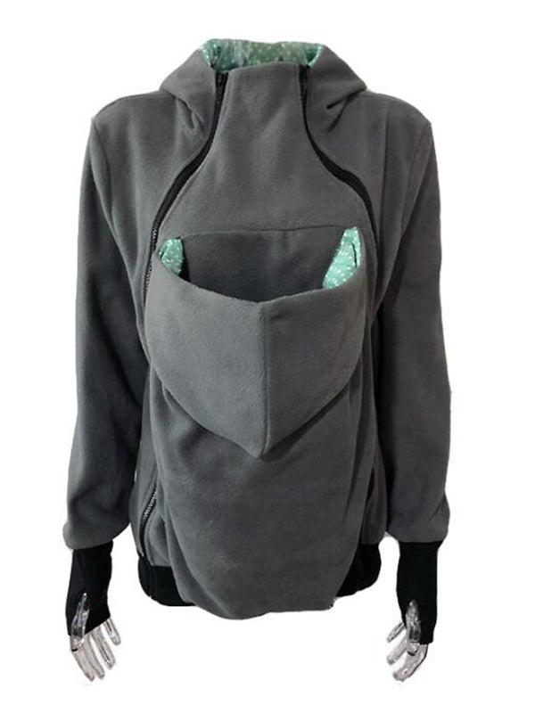 Polka Dot Multifunction Breast-feeding Kangaroo Casual Pregnant Maternity Hooded Sweatshirt