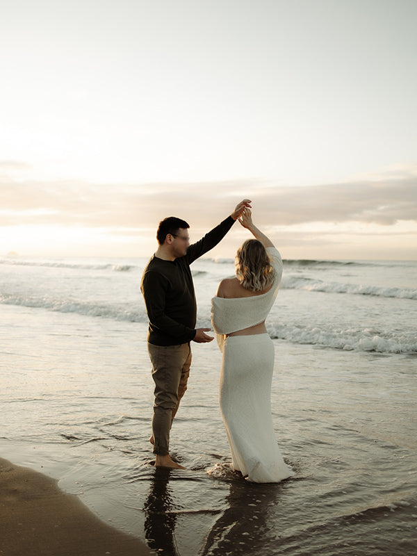 Off Shoulder Kint Two Piece Set Elegant Beach Maternity Photoshoot Maxi Dress