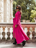 V Neck Lace-up Side Split Elegant Flowing Maternity Photo Maxi Dress