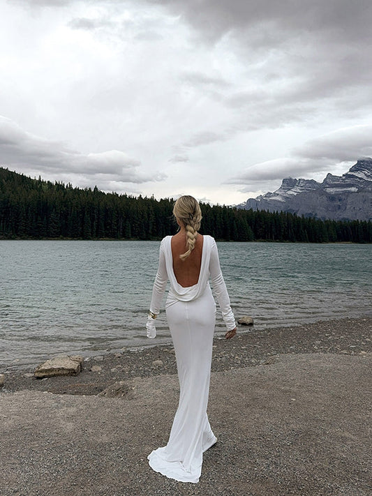 Backless Mermaid Elegant Ceremony Wedding Maternity Photo Maxi Dress