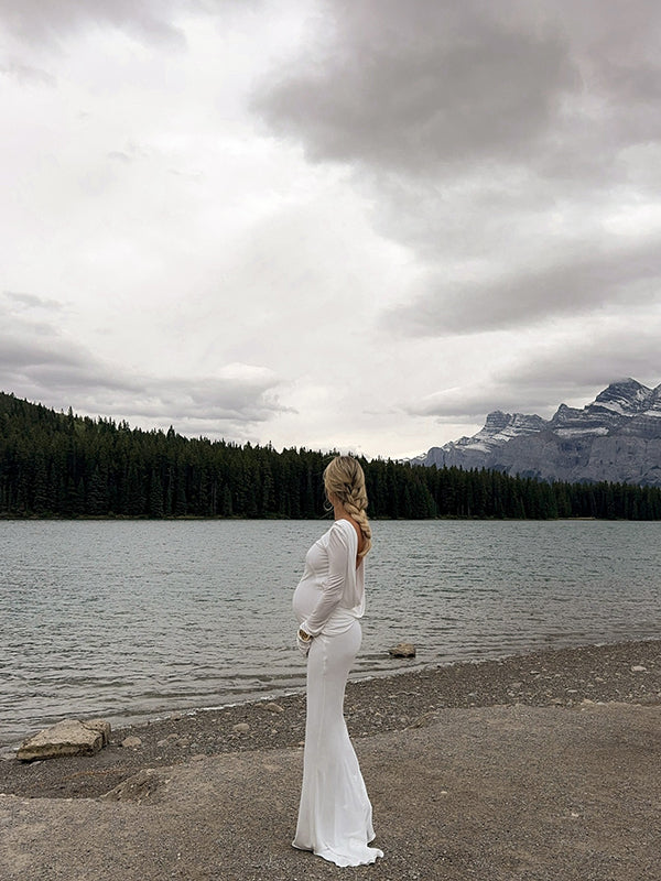 Backless Mermaid Elegant Ceremony Wedding Maternity Photo Maxi Dress