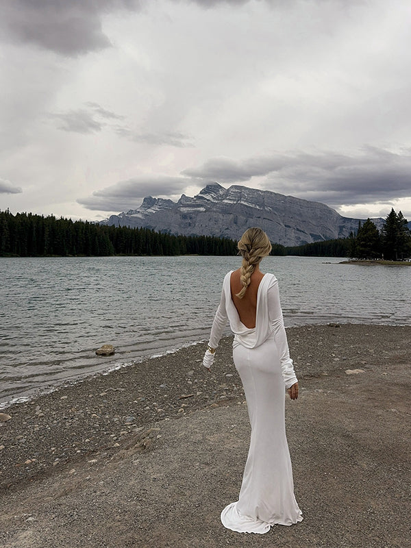 Backless Mermaid Elegant Ceremony Wedding Maternity Photo Maxi Dress