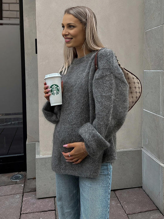 Crew Neck Knit Everyday Cozy Maternity Sweater