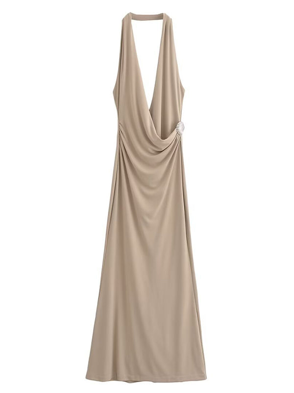 Ceremony Shell Molding Halter Neck Pregnant Woman Pregnancy Elegant Maxi Dress