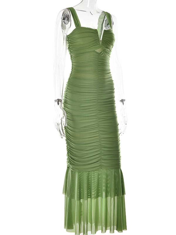 Condole Belt Ruched Bodycon Cut Out Mermaid Sleeveless Babyshower Maternity Maxi Dress
