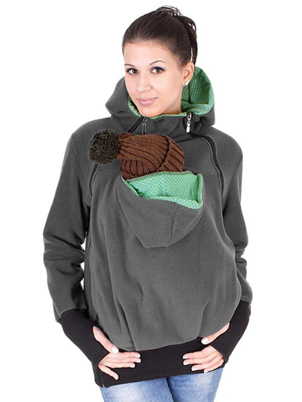Polka Dot Multifunction Breast-feeding Kangaroo Casual Pregnant Maternity Hooded Sweatshirt