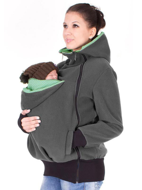 Polka Dot Multifunction Breast-feeding Kangaroo Casual Pregnant Maternity Hooded Sweatshirt