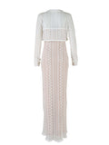 Ivory Lace Two Piece Set Side Slit V-neck Cami Maxi Dress And Crop Cardigan Elegant Going Out Maternity Photoshoot Baby Shower Maxi Dress