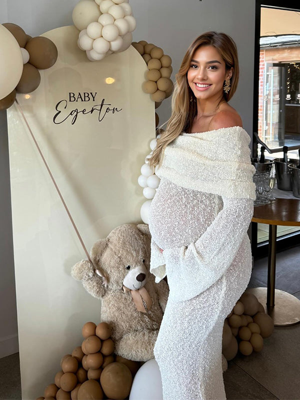 Off Shoulder Hollow Out Knitwear Bodycon Beach Vacation Dress Baby Shower Maternity Maxi Dress