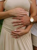 Apricot Off Shoulder Ruched Elegant Maternity Baby Shower Maxi Dress