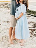 Bow Flutter Sleeve Flowy Beach Cute Photoshoot Maternity Maxi Dress