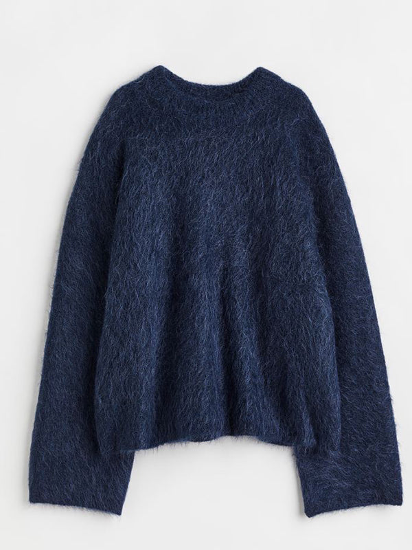 Dark Grey Round Neck Daily Casual Solid Color Maternity Sweater Top