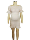 Ruffle Off Shoulder Long Sleeve Bodycon Baby Shower Maternity Midi Dress