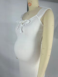 Smocked Bow Tie Side Slit Elegant Beach Photoshoot Cute Baby Shower Maternity Maxi Dress