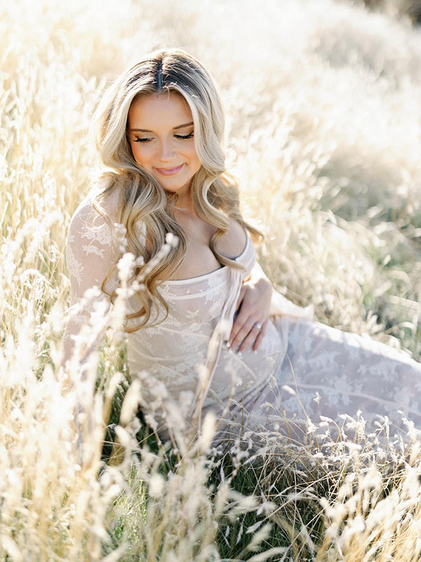 White Lace Corset Off Shoulder Bodycon Elegant Maternity Photoshoot Maxi Dress