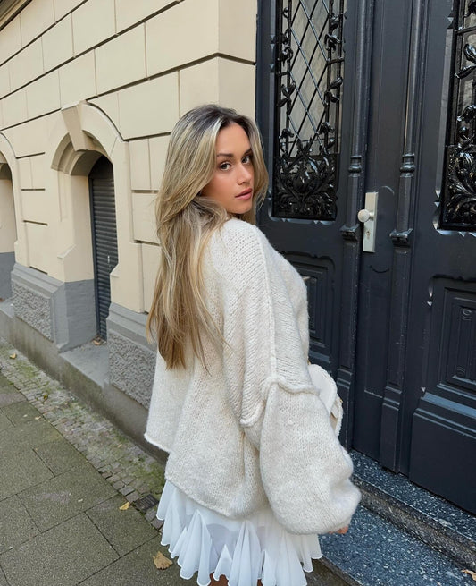 Beige Dolman Sleeve Single Breasted Solid Color Maternity Sweater Top